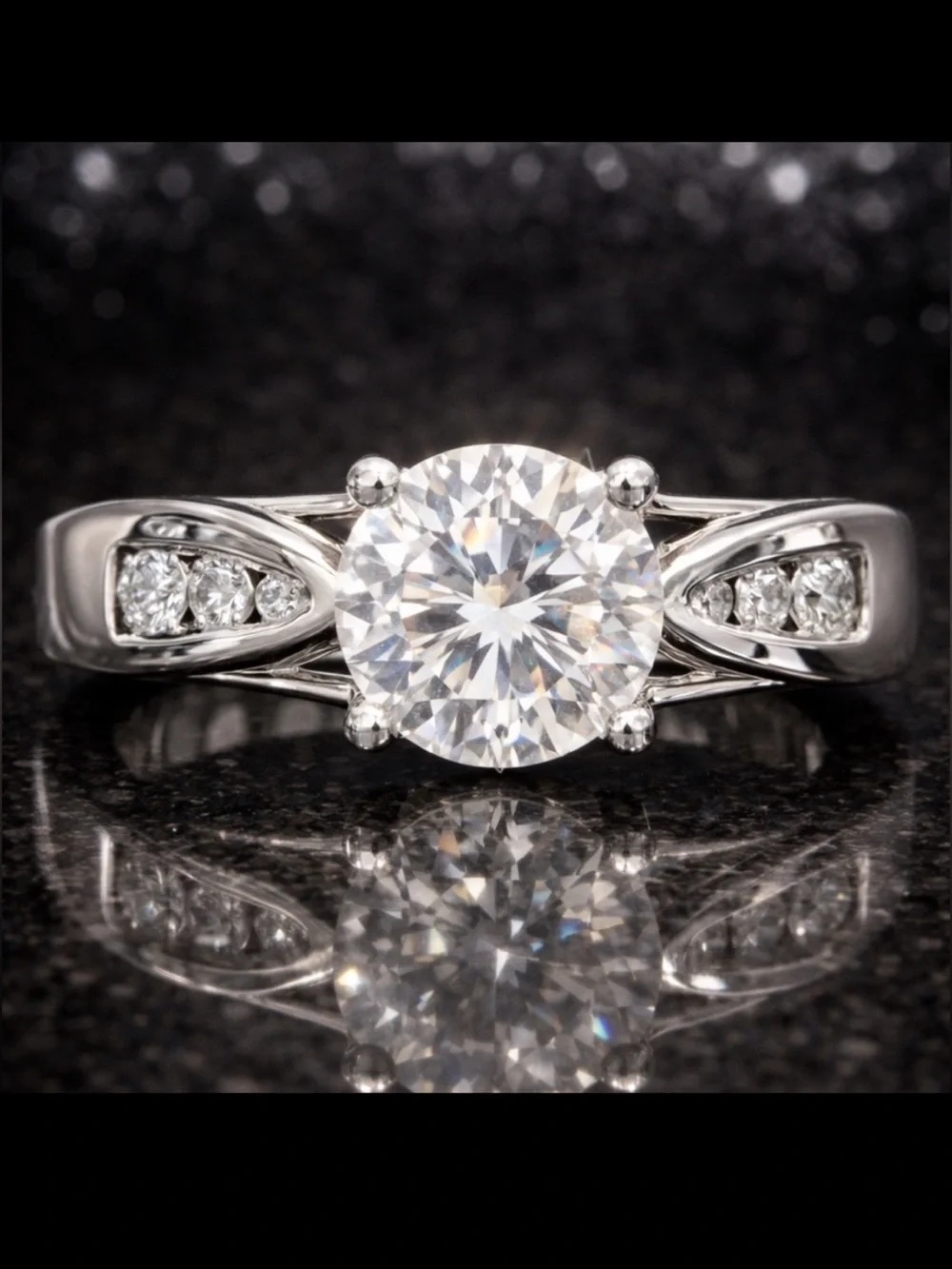 Victoria Wieck vintage round brilliant CZ engagement wedding ring band silver